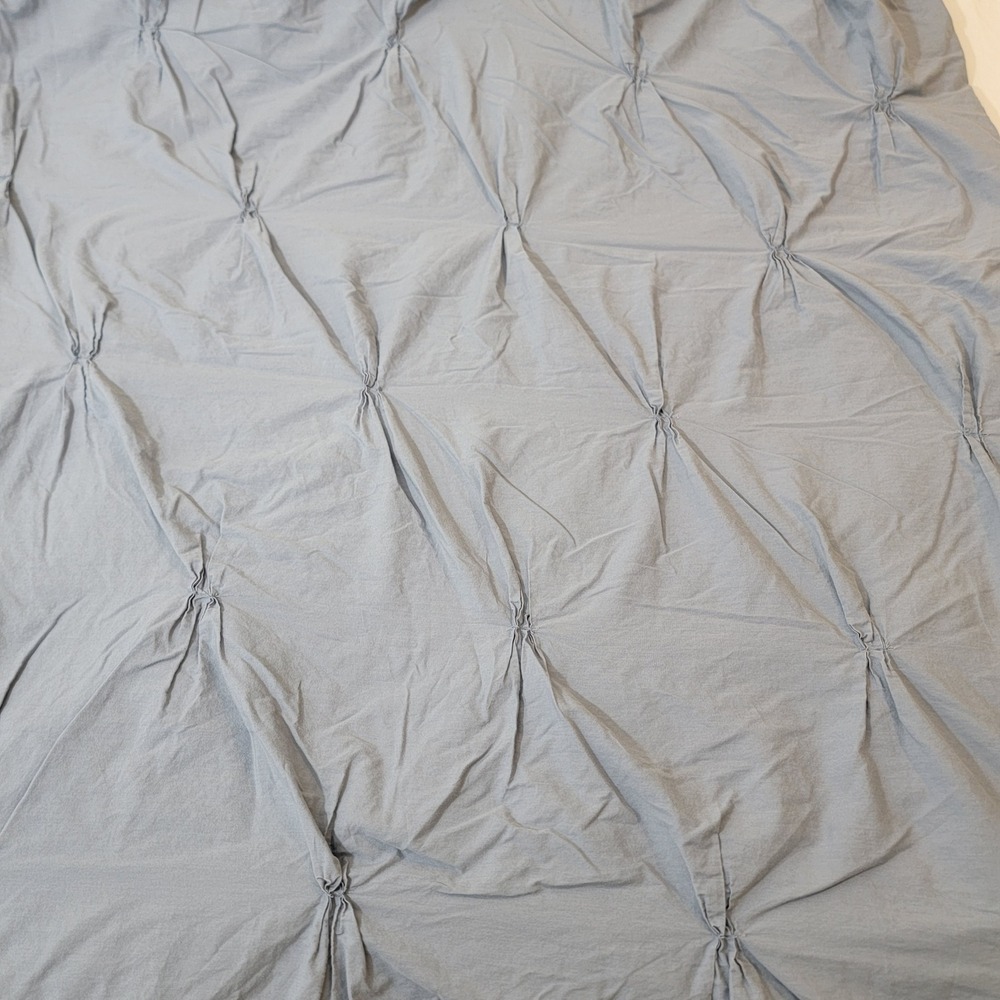 West Elm Green Twin Pintuck Duvet Cover 100% Organic Cotton Dusty Blue
